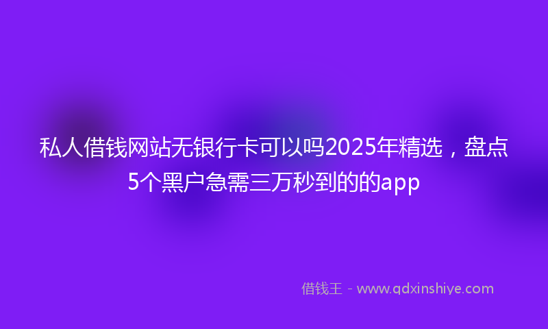 私人借钱网站无银行卡可以吗2025年精选，盘点5个黑户急需三万秒到的的app