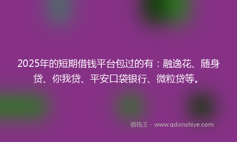 2025年的短期借钱平台包过的有：融逸花、随身贷、你我贷、平安口袋银行、微粒贷等。