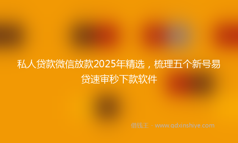 私人贷款微信放款2025年精选，梳理五个新号易贷速审秒下款软件