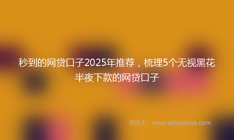 秒到的网贷口子2025年推荐，梳理5个无视黑花半夜下款的网贷口子