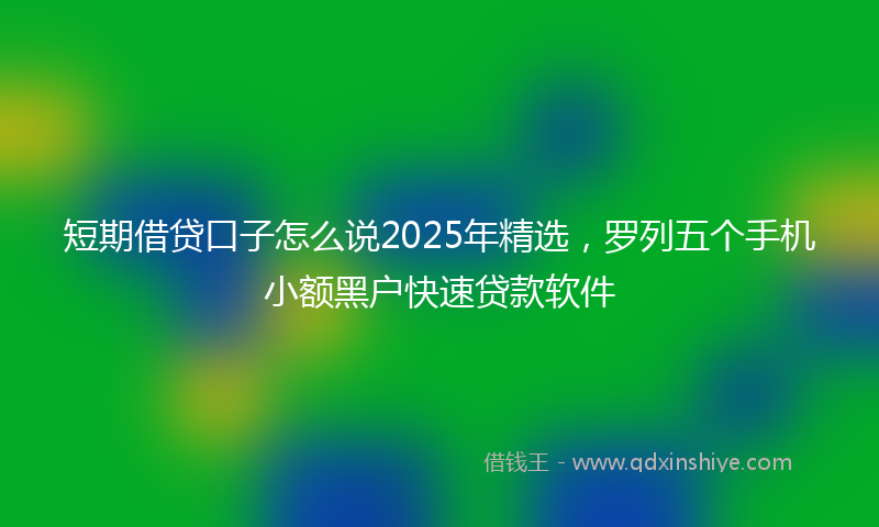 短期借贷口子怎么说2025年精选,罗列五个手机小额黑户快速贷款软件