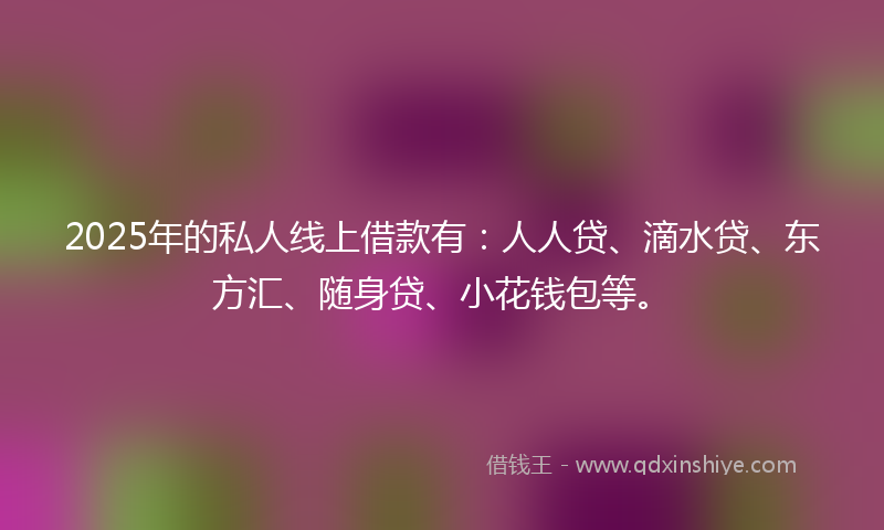 2025年的私人线上借款有：人人贷、滴水贷、东方汇、随身贷、小花钱包等。