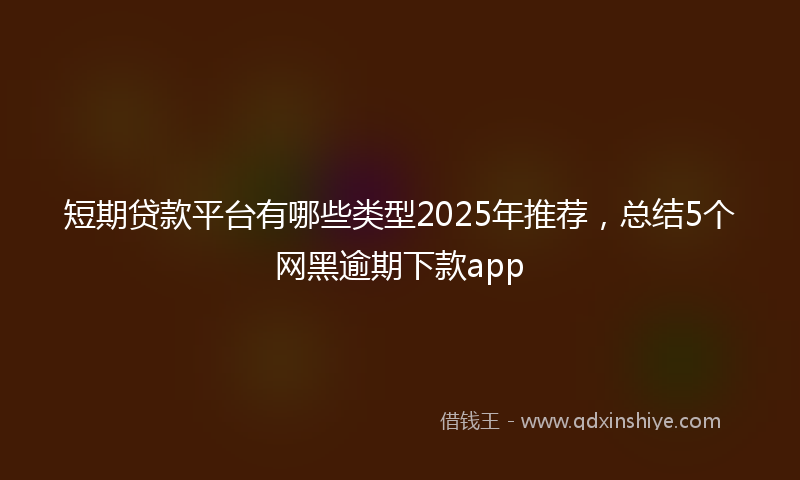 短期贷款平台有哪些类型2025年推荐,总结5个网黑逾期下款app