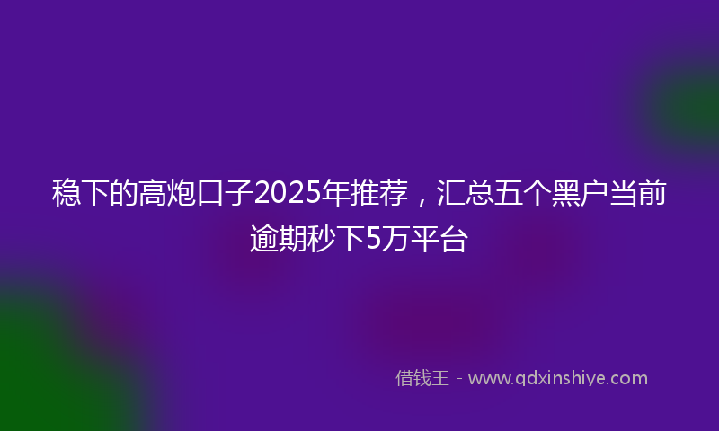 稳下的高炮口子2025年推荐，汇总五个黑户当前逾期秒下5万平台