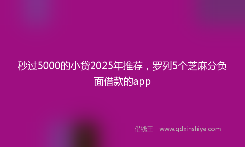 秒过5000的小贷2025年推荐，罗列5个芝麻分负面借款的app