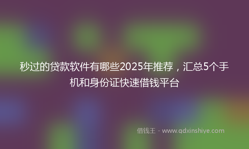 秒过的贷款软件有哪些2025年推荐，汇总5个手机和身份证快速借钱平台