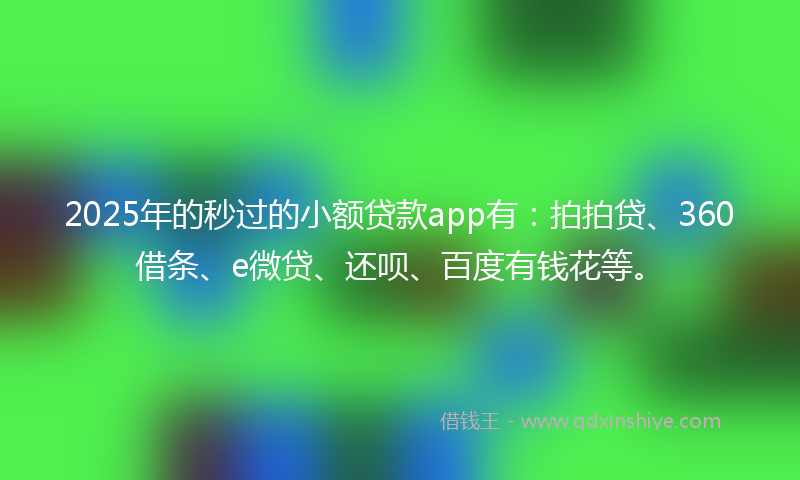 2025年的秒过的小额贷款app有：拍拍贷、360借条、e微贷、还呗、百度有钱花等。