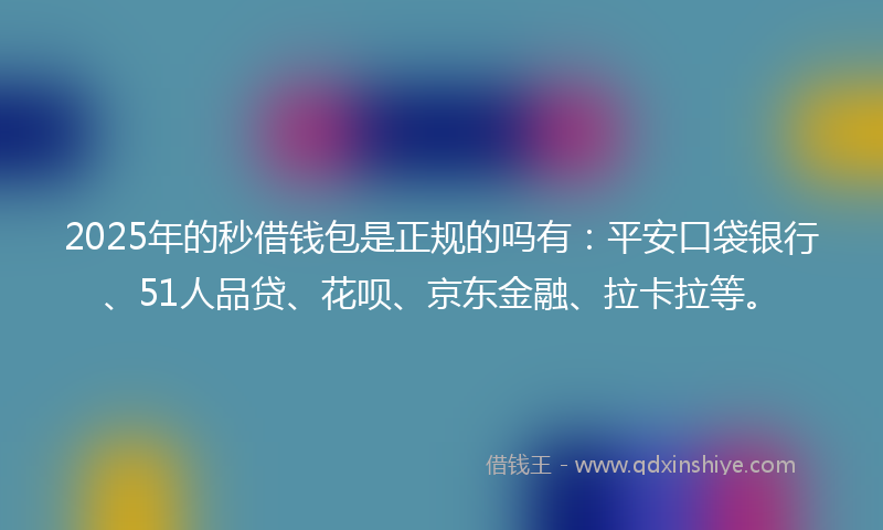 2025年的秒借钱包是正规的吗有：平安口袋银行、51人品贷、花呗、京东金融、拉卡拉等。