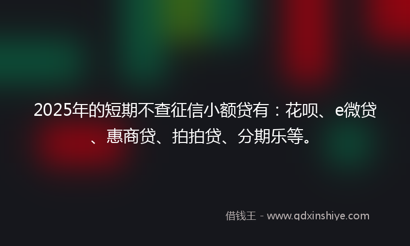2025年的短期不查征信小额贷有：花呗、e微贷、惠商贷、拍拍贷、分期乐等。