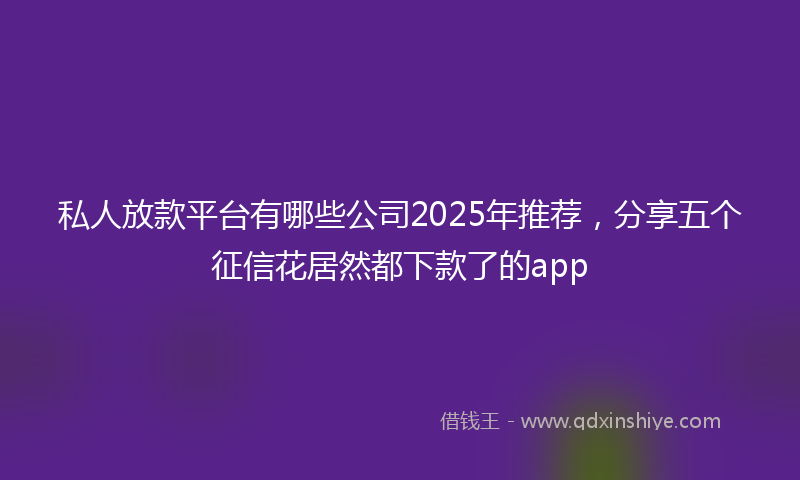 私人放款平台有哪些公司2025年推荐，分享五个征信花居然都下款了的app