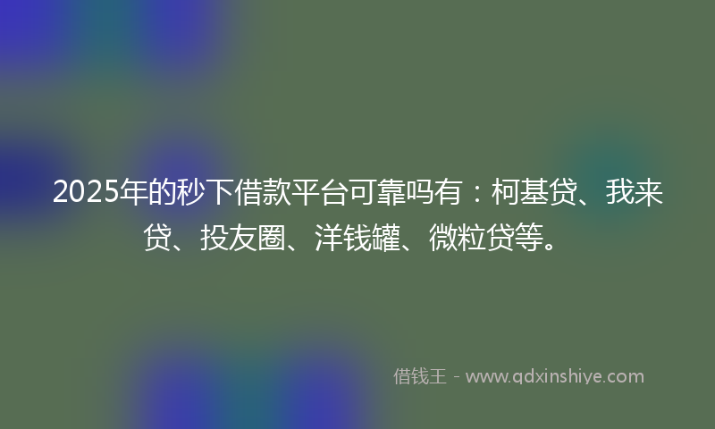 2025年的秒下借款平台可靠吗有：柯基贷、我来贷、投友圈、洋钱罐、微粒贷等。