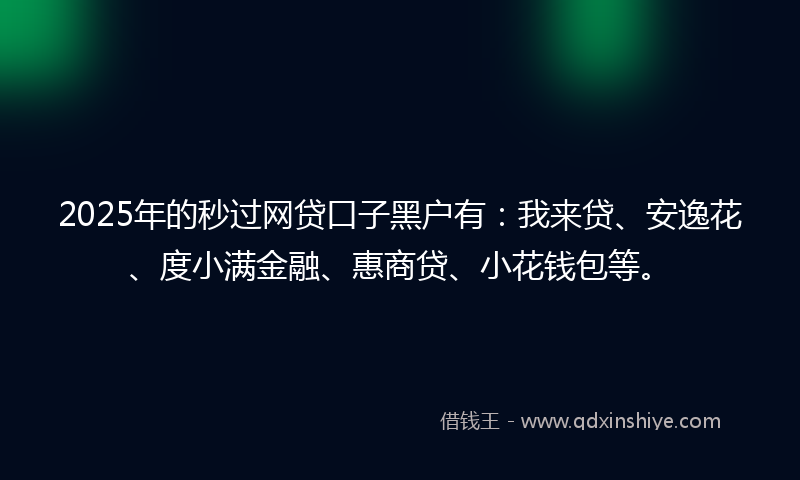 2025年的秒过网贷口子黑户有：我来贷、安逸花、度小满金融、惠商贷、小花钱包等。