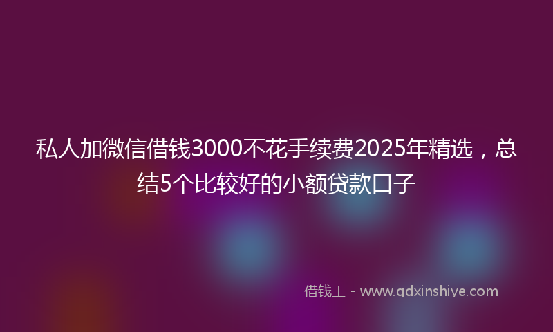 私人加微信借钱3000不花手续费2025年精选,总结5个比较好的小额贷款口子