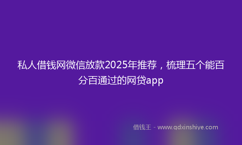 私人借钱网微信放款2025年推荐，梳理五个能百分百通过的网贷app