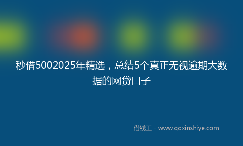秒借5002025年精选，总结5个真正无视逾期大数据的网贷口子