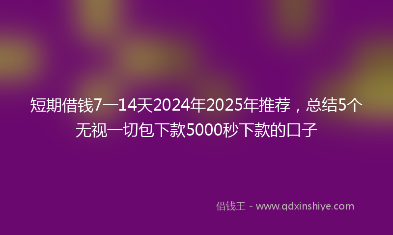 短期借钱7一14天2024年2025年推荐，总结5个无视一切包下款5000秒下款的口子