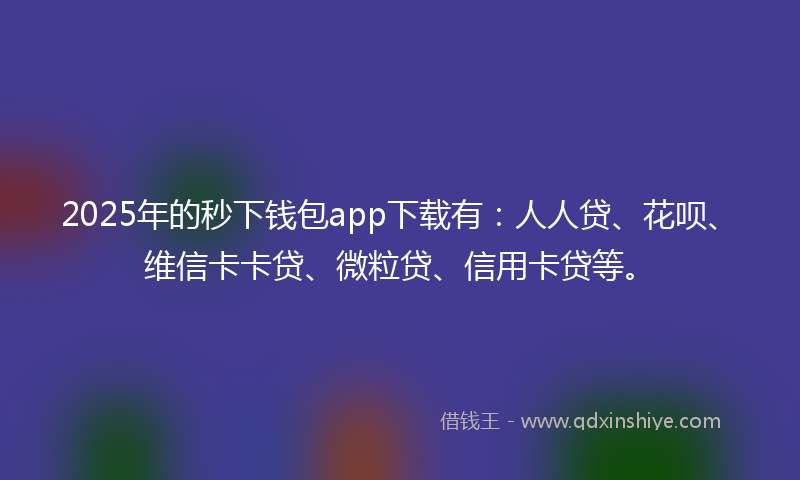 2025年的秒下钱包app下载有：人人贷、花呗、维信卡卡贷、微粒贷、信用卡贷等。