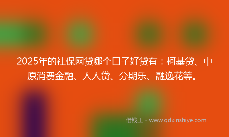 2025年的社保网贷哪个口子好贷有：柯基贷、中原消费金融、人人贷、分期乐、融逸花等。
