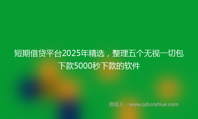短期借贷平台2025年精选,整理五个无视一切包下款5000秒下款的软件