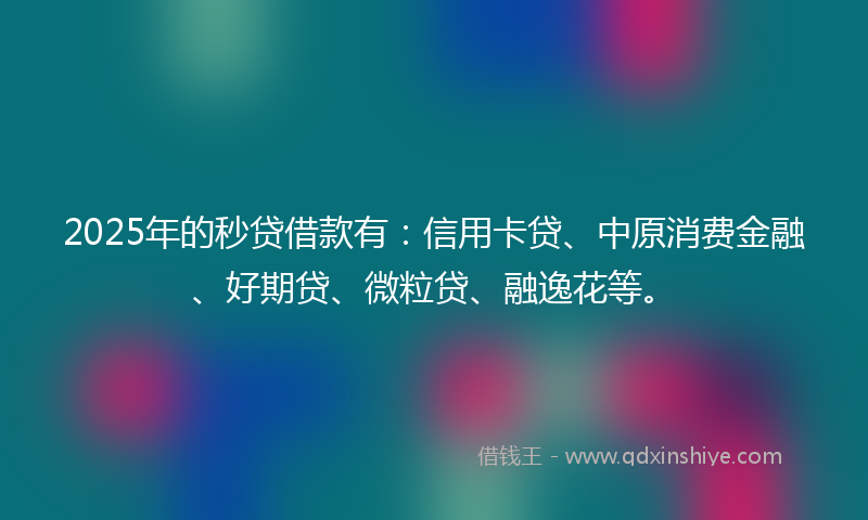 2025年的秒贷借款有：信用卡贷、中原消费金融、好期贷、微粒贷、融逸花等。