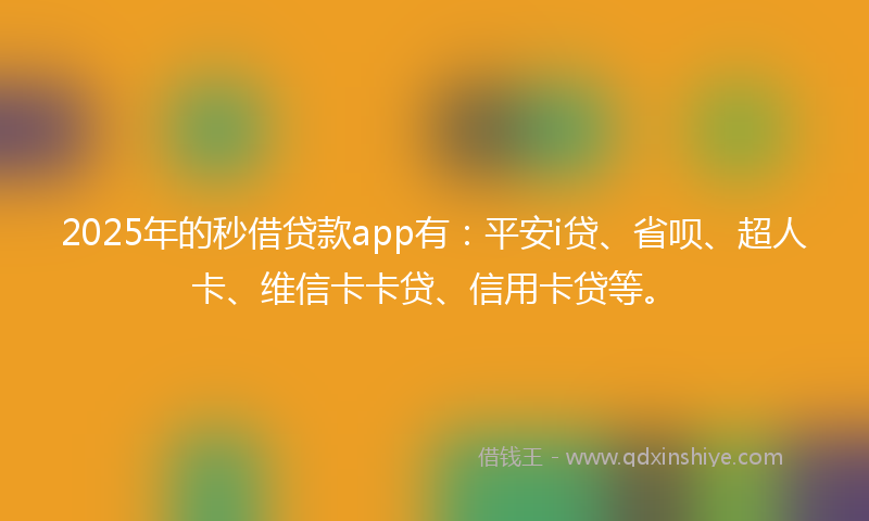 2025年的秒借贷款app有：平安i贷、省呗、超人卡、维信卡卡贷、信用卡贷等。