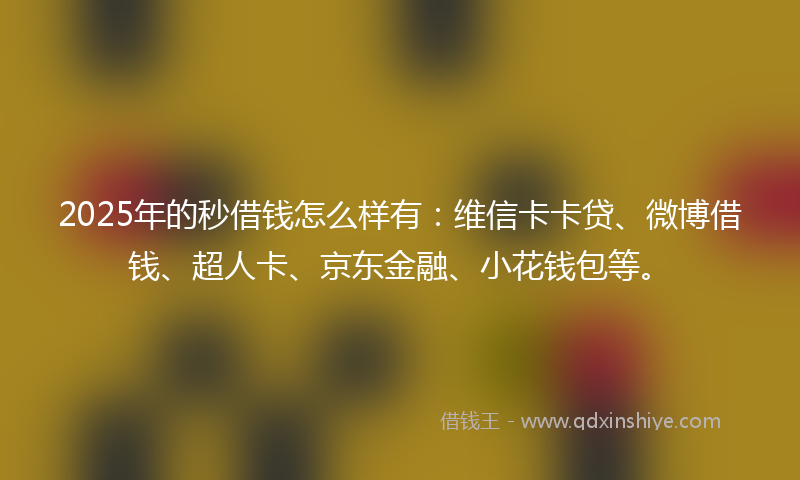 2025年的秒借钱怎么样有：维信卡卡贷、微博借钱、超人卡、京东金融、小花钱包等。