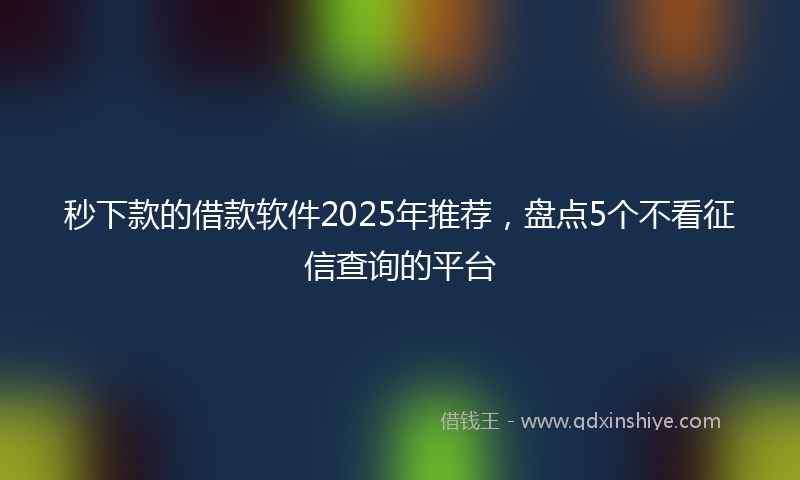 秒下款的借款软件2025年推荐，盘点5个不看征信查询的平台