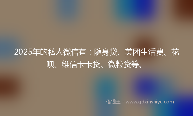 2025年的私人微信有：随身贷、美团生活费、花呗、维信卡卡贷、微粒贷等。