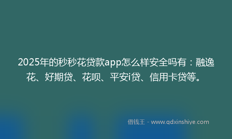 2025年的秒秒花贷款app怎么样安全吗有：融逸花、好期贷、花呗、平安i贷、信用卡贷等。