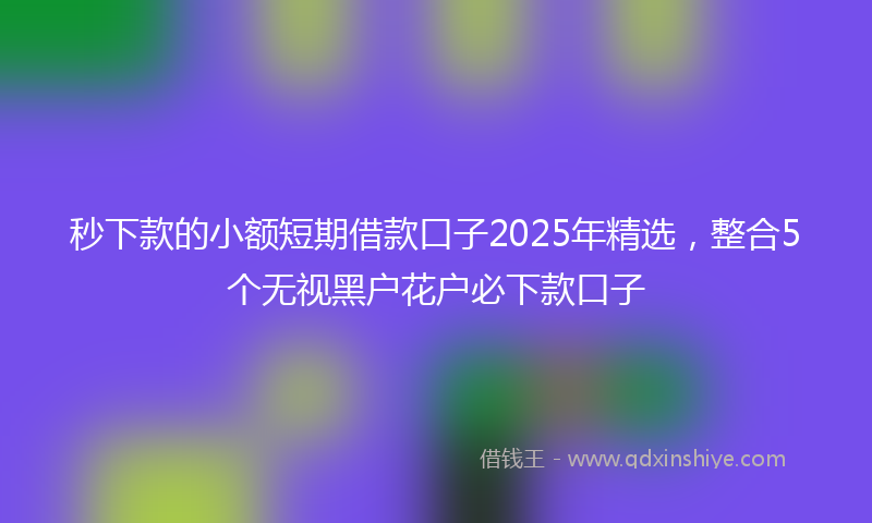 秒下款的小额短期借款口子2025年精选，整合5个无视黑户花户必下款口子