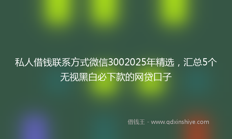 私人借钱联系方式微信3002025年精选，汇总5个无视黑白必下款的网贷口子