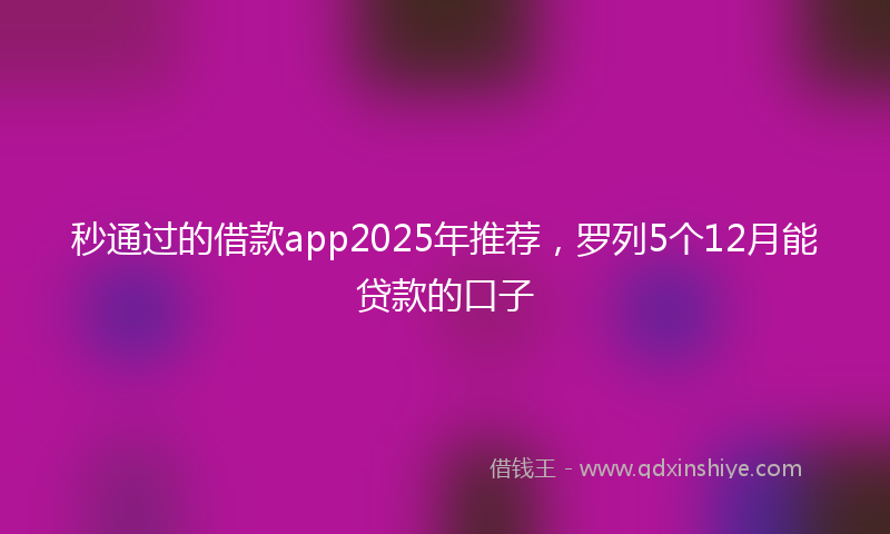 秒通过的借款app2025年推荐，罗列5个12月能贷款的口子