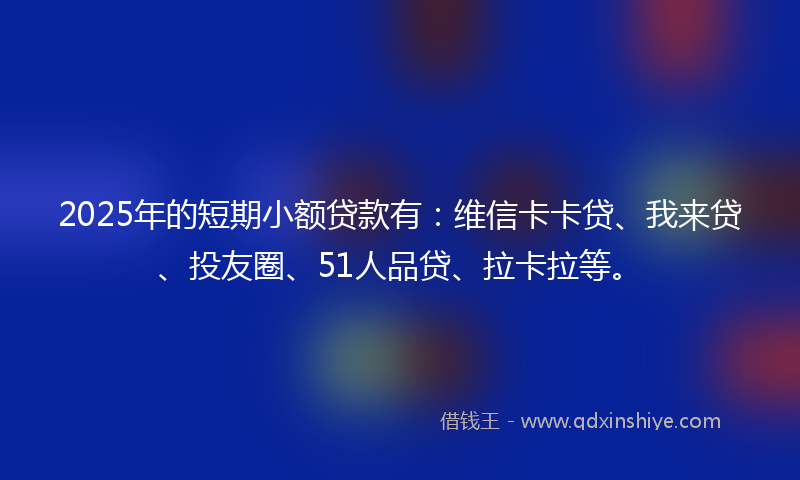 2025年的短期小额贷款有:维信卡卡贷、我来贷、投友圈、51人品贷、拉卡拉等。