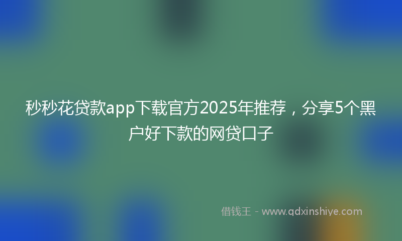 秒秒花贷款app下载官方2025年推荐，分享5个黑户好下款的网贷口子