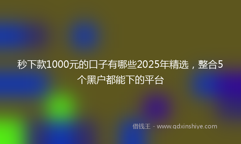 秒下款1000元的口子有哪些2025年精选，整合5个黑户都能下的平台
