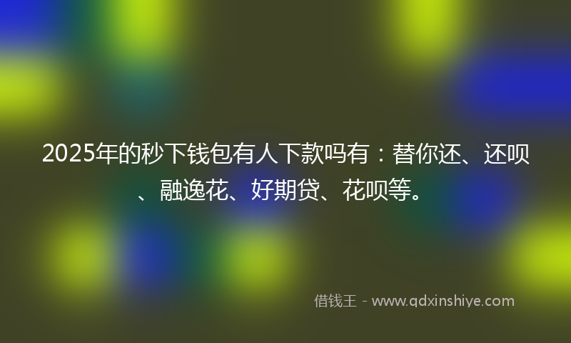 2025年的秒下钱包有人下款吗有：替你还、还呗、融逸花、好期贷、花呗等。