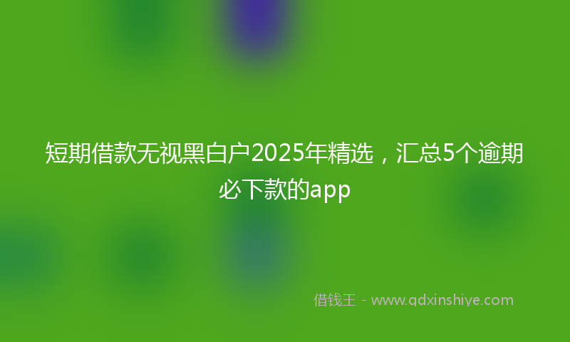 短期借款无视黑白户2025年精选，汇总5个逾期必下款的app