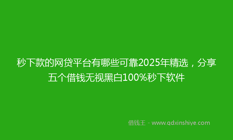 秒下款的网贷平台有哪些可靠2025年精选，分享五个借钱无视黑白100%秒下软件