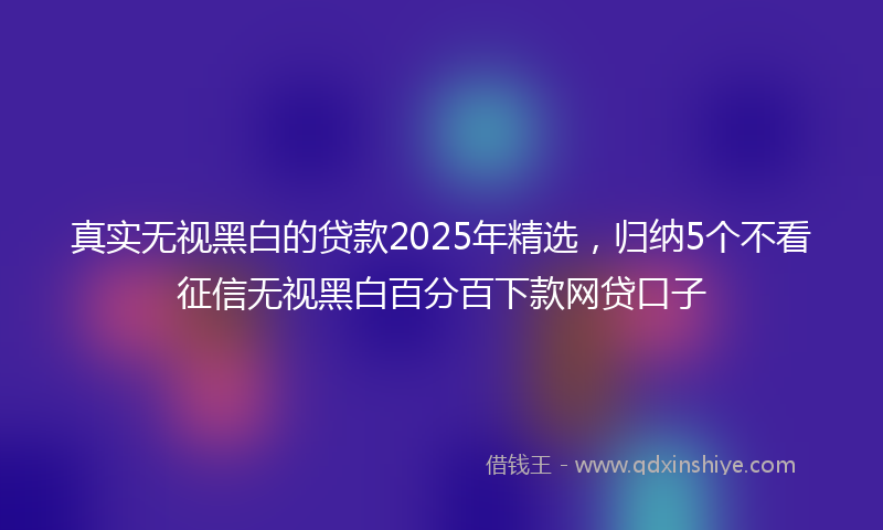 真实无视黑白的贷款2025年精选，归纳5个不看征信无视黑白百分百下款网贷口子