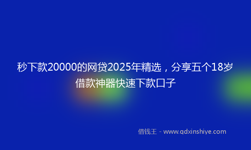 秒下款20000的网贷2025年精选，分享五个18岁借款神器快速下款口子