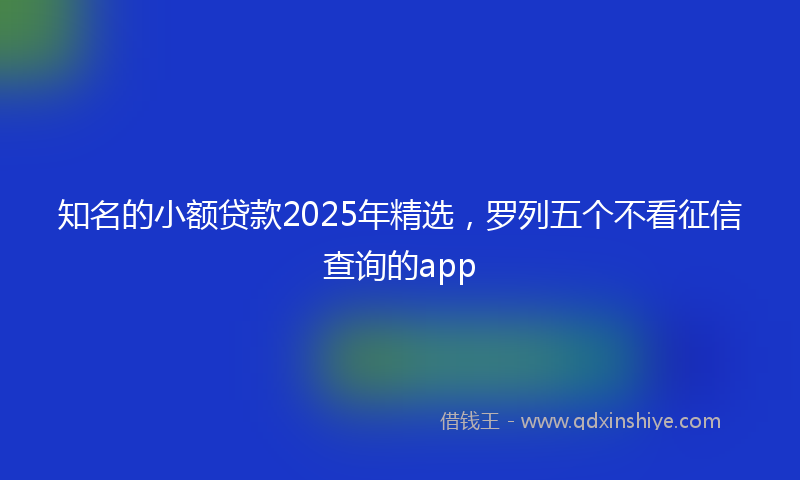 知名的小额贷款2025年精选，罗列五个不看征信查询的app
