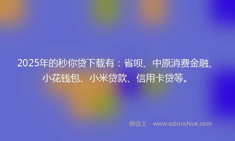 2025年的秒你贷下载有：省呗、中原消费金融、小花钱包、小米贷款、信用卡贷等。