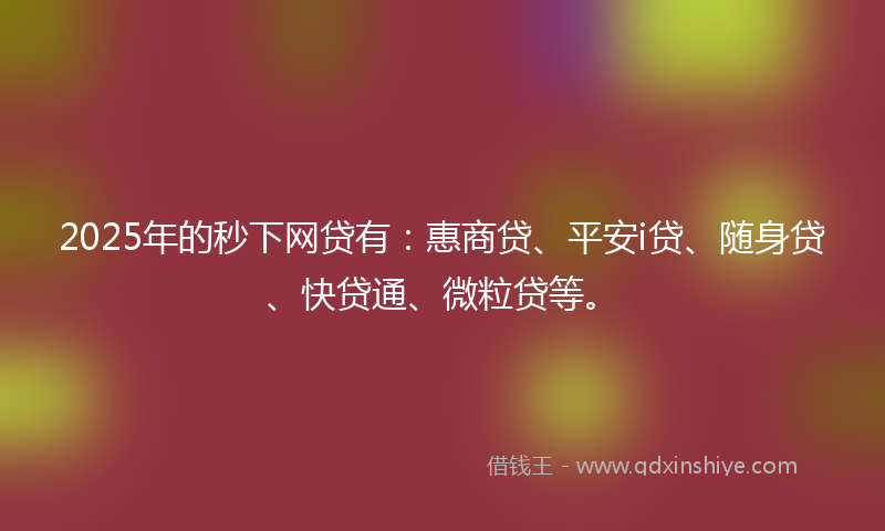 2025年的秒下网贷有：惠商贷、平安i贷、随身贷、快贷通、微粒贷等。