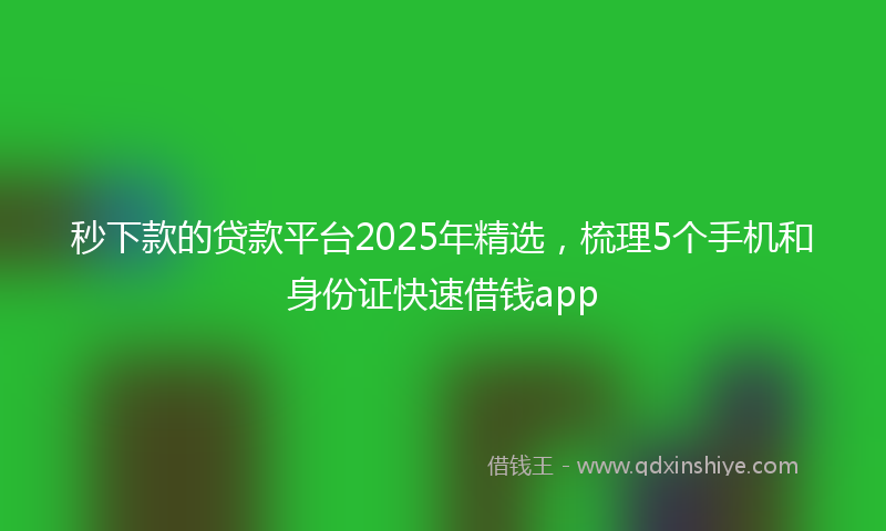 秒下款的贷款平台2025年精选，梳理5个手机和身份证快速借钱app