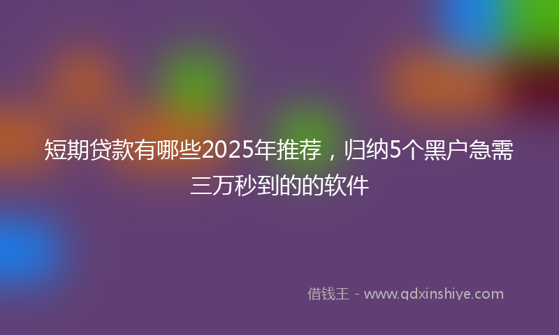 短期贷款有哪些2025年推荐，归纳5个黑户急需三万秒到的的软件