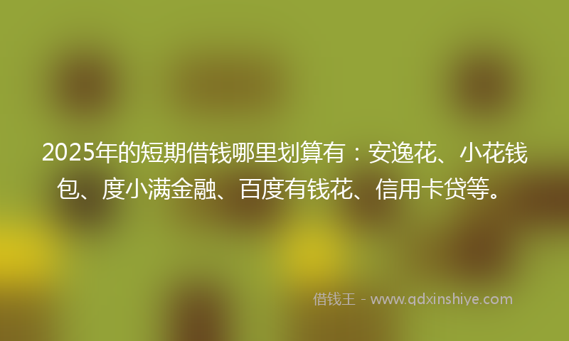2025年的短期借钱哪里划算有：安逸花、小花钱包、度小满金融、百度有钱花、信用卡贷等。