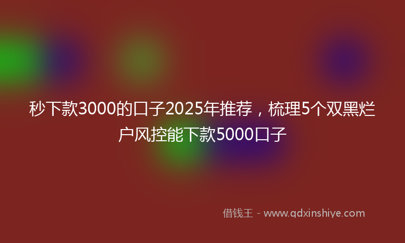 秒下款3000的口子2025年推荐，梳理5个双黑烂户风控能下款5000口子