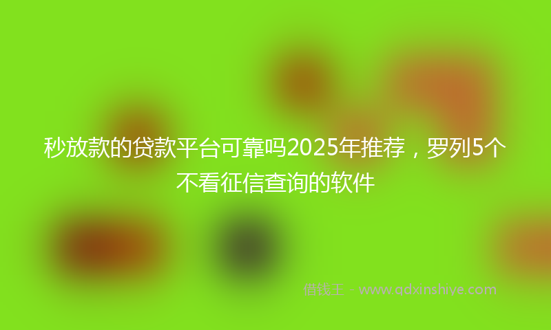 秒放款的贷款平台可靠吗2025年推荐，罗列5个不看征信查询的软件