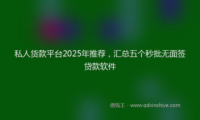 私人货款平台2025年推荐，汇总五个秒批无面签贷款软件