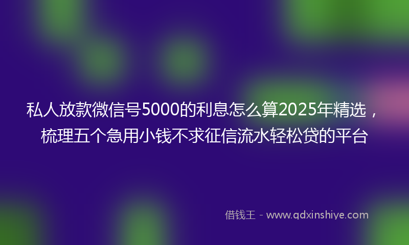 私人放款微信号5000的利息怎么算2025年精选，梳理五个急用小钱不求征信流水轻松贷的平台